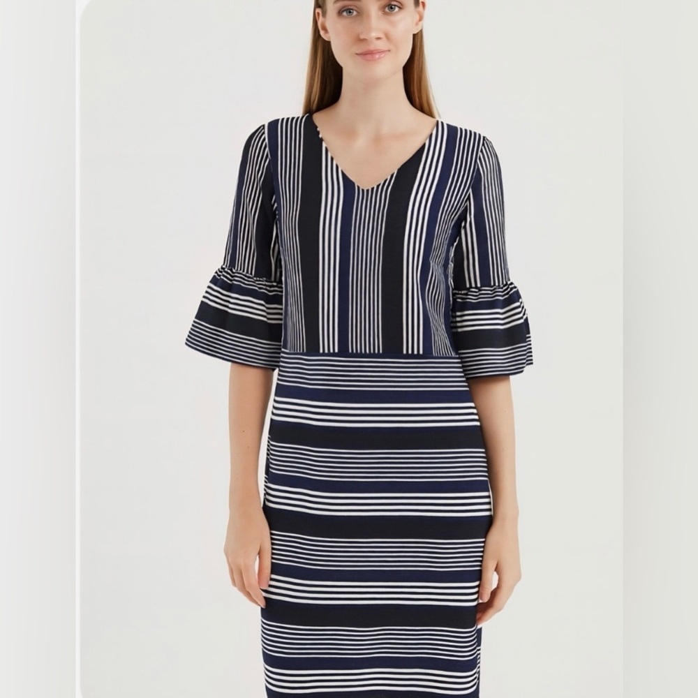 ECI Navy and White Striped Dress